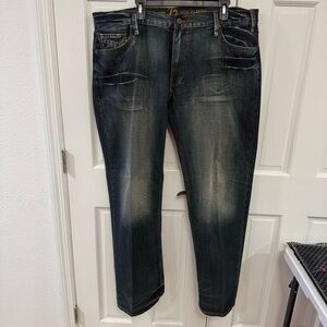 Rare Vintage Pepe Jeans London – Size 42x34 – Leather-Look Pocket Western Denim